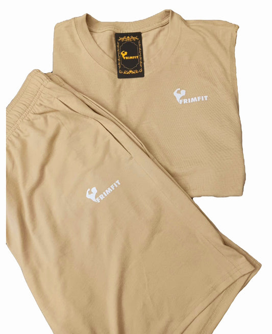FrimFit Men's 2-Piece Sleeveles set-Tan